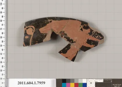 Terracotta rim fragment of a kylix (drinking cup)
