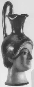 FIGURE VASE, OINOCHOE (ATHENIAN, RED-FIGURE)