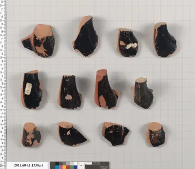 Terracotta fragments of kylikes (drinking cups)