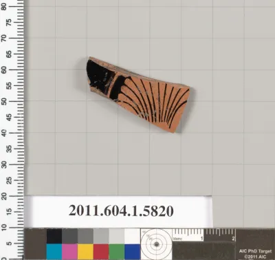 Terracotta fragment of a kylix: eye-cup  (drinking cup)