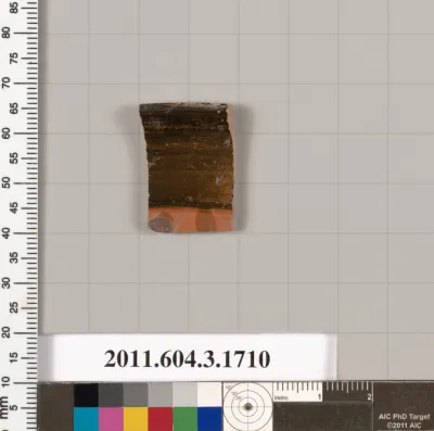 Terracotta rim fragment of a kylix: Band cup (drinking cup)