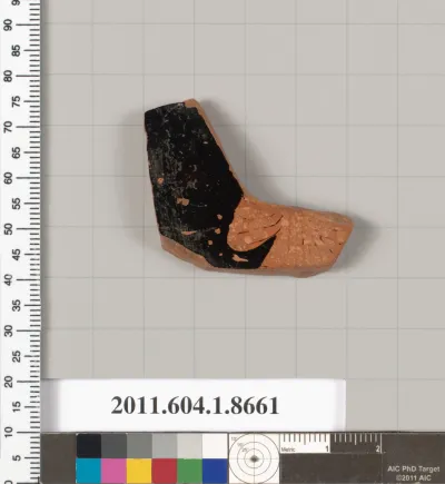 Terracotta rim fragment of a stemless? kylix (drinking cup)