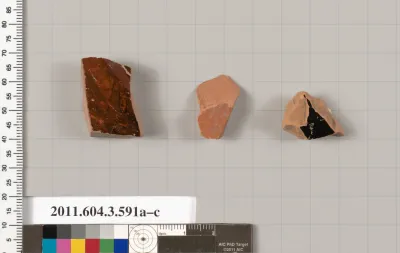 Terracotta fragments of column-kraters (bowls for mixing wine and water) or calyx-kraters (bowls for mixing wine and water)