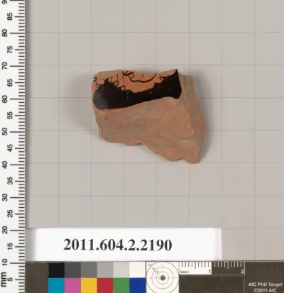 Terracotta fragment of a pot; unglazed on the inside