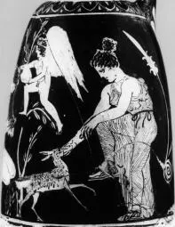 FIGURE VASE, LEKYTHOS (ATHENIAN, RED-FIGURE)