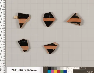 Terracotta fragments of kylikes: Band or lip cups (drinking cups)