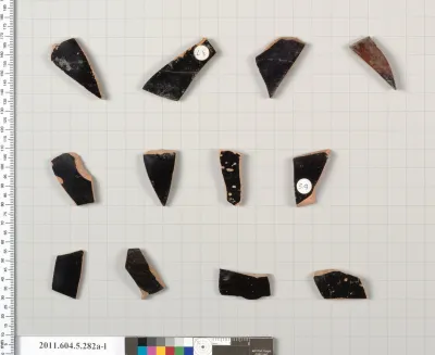 Terracotta fragments of kylikes (drinking cups)