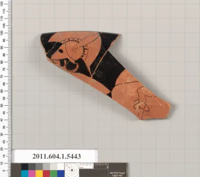 Terracotta rim fragment of a kylix (drinking cup)