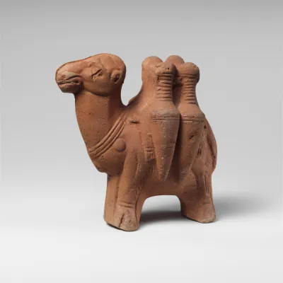 Terracotta figurine of a camel carrying transport amphorae