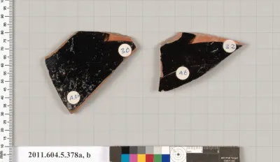 Terracotta fragments of kylikes (drinking cups)