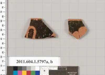 Terracotta rim fragments of a kylix: eye-cup (drinking cup)