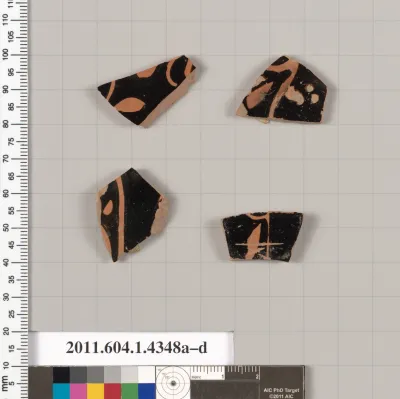Terracotta fragments of kylikes (drinking cups)