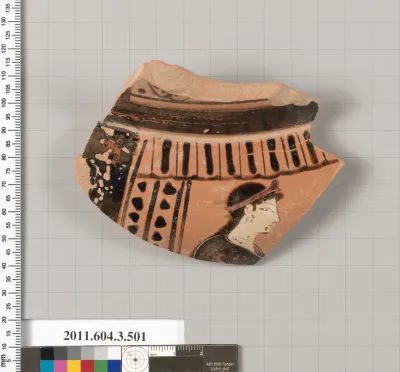 Terracotta fragment of a column-krater (bowl for mixing wine and water)