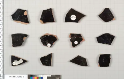 Terracotta fragments of kylikes (drinking cups)