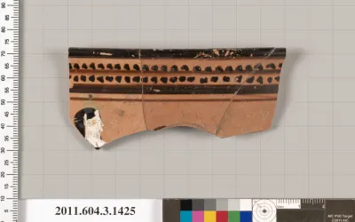 Terracotta rim fragment of a skyphos (deep drinking cup)