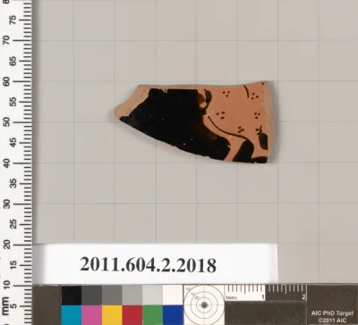 Terracotta fragment of an askos (flask with a spout and handle over the top)