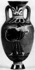 AMPHORA, MINIATURE PANATHENAIC (ATHENIAN, BLACK-FIGURE)