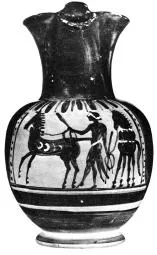 OINOCHOE (ETRUSCAN, BLACK-FIGURE)