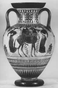 AMPHORA, NECK AND LID (ATHENIAN, BLACK-FIGURE)