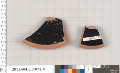 Terracotta fragments of kylikes (drinking cups)
