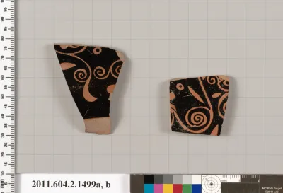 Terracotta fragments of skyphoi (deep drinking cups)