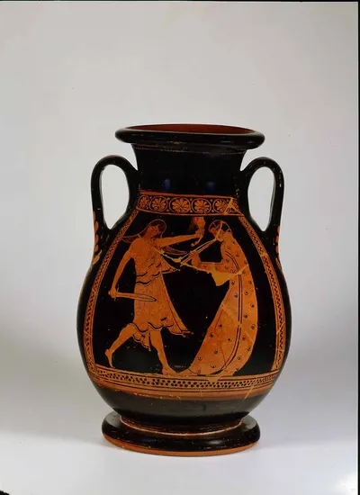 Krümelscherben einer Pelike (rotfigurige Pelike, Attisch-rotfigurige Pelike)