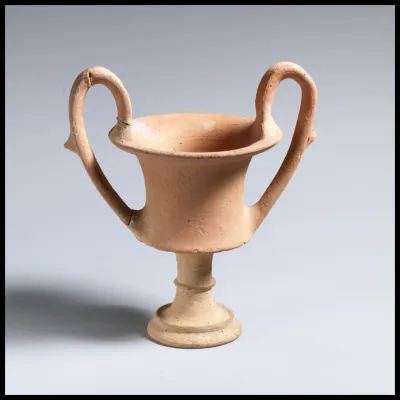 Terracotta kantharos (drinking cup with high handles)