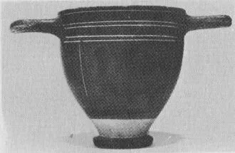 SKYPHOS (SOUTH ITALIAN, GNATHIAN, BLACK GLAZE)