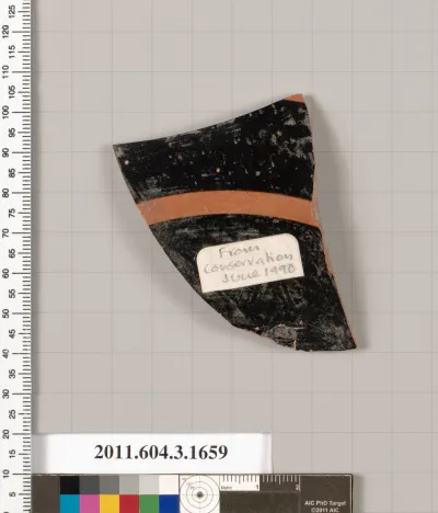 Terracotta fragment of a kylix: Band or lip cup (drinking cup)