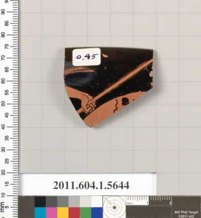 Terracotta rim fragment of a kylix (drinking cup)