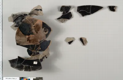 Terracotta fragments of a kylix (drinking cup)