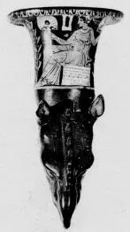 FIGURE VASE, RHYTON (SOUTH ITALIAN, APULIAN, RED-FIGURE)