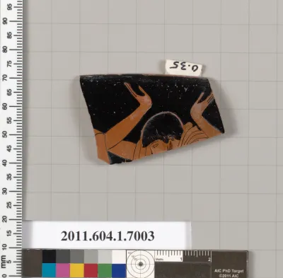 Terracotta rim fragment of a kylix (drinking cup)
