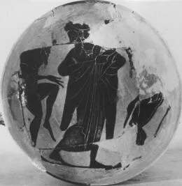 CUP, STEMLESS, FRAGMENT (ATHENIAN, BLACK-FIGURE)