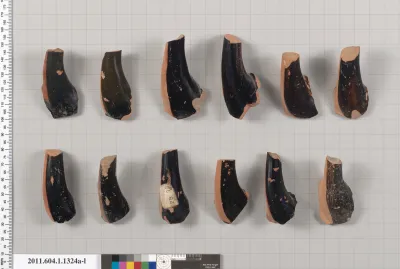 Terracotta fragments of kylikes (drinking cups)