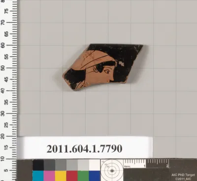 Terracotta rim fragment of a kylix (drinking cup)