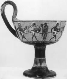 KANTHAROS, ONE HANDLED (ATHENIAN, BLACK-FIGURE)