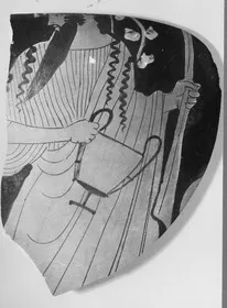 KRATER, COLUMN, FRAGMENT (ATHENIAN, RED-FIGURE)