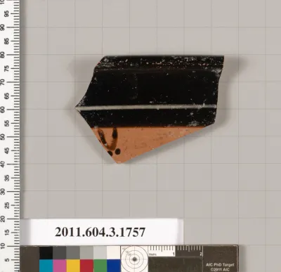 Terracotta rim fragment of a kylix: Band cup (drinking cup)