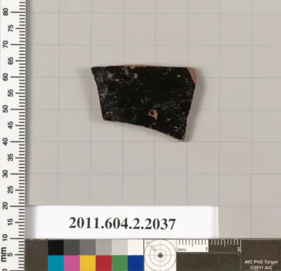 Terracotta fragment of a pot; glazed on the inside