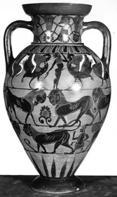 AMPHORA, NECK (ATHENIAN, BLACK-FIGURE)