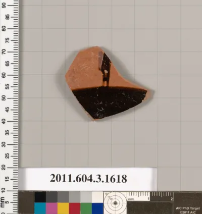 Terracotta fragment of a kylix: Band cup (drinking cup)