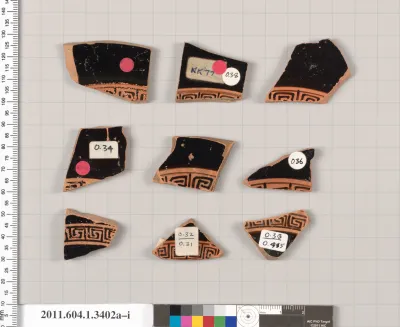 Terracotta fragments of kylikes (drinking cups)