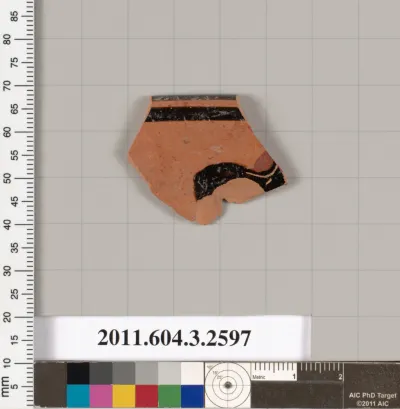 Terracotta rim fragment of a kylix (drinking cup)