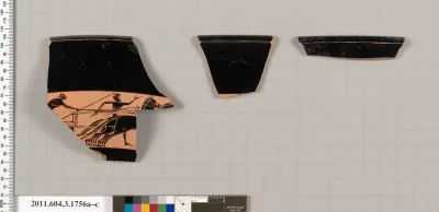 Terracotta fragments of a kylix: Band cup (drinking cup)