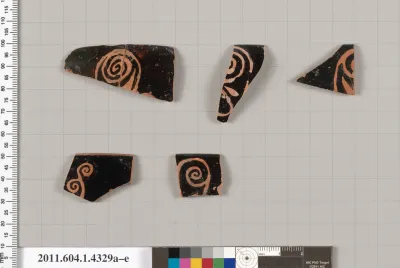 Terracotta rim fragments of kylikes (drinking cups)