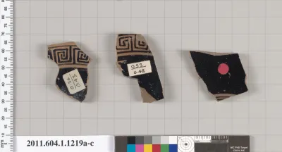 Terracotta fragments of kylikes (drinking cups)