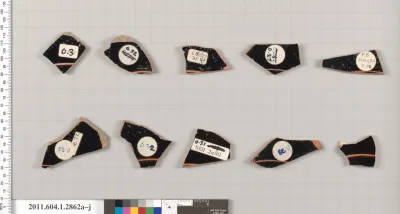 Terracotta fragments of kylikes (drinking cups)