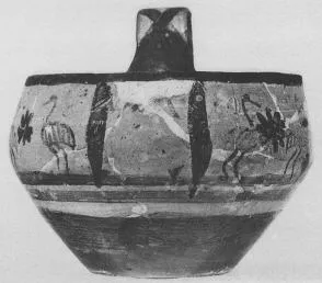 KANTHAROS, ONE HANDLED (ATHENIAN GEOMETRIC, SILHOUETTE)