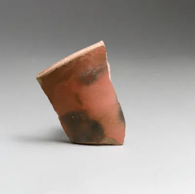 Terracotta rim fragment from a straight-sided open vase